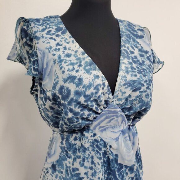 DBY Women Y2K Fairy Grunge Babydoll Midi Dress Size 8 Blue Rocker Flowy Feminine - Picture 3 of 10